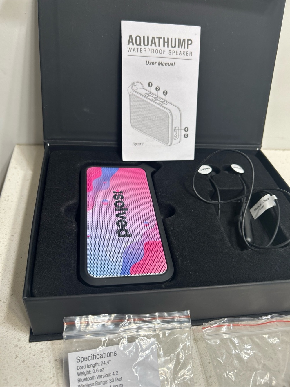 Waterproof Portable Speaker - Pink/Blue